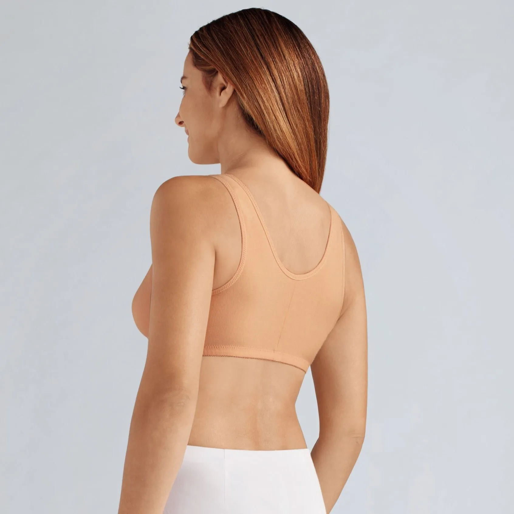 Amoena Frances Wire Free Front Closure Pocketed Mastectomy Bra - Sand 2128