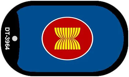 Asean Flag Scroll Metal Novelty Dog Tag Necklace DT-3964