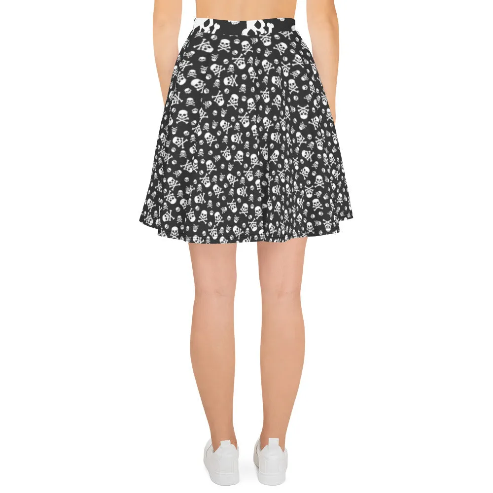Black and White Skull Skater Skirt