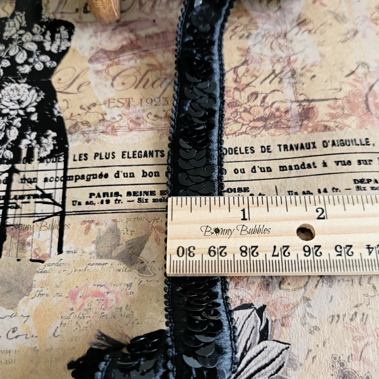 Black Sequin Elastic Trim, BB7039