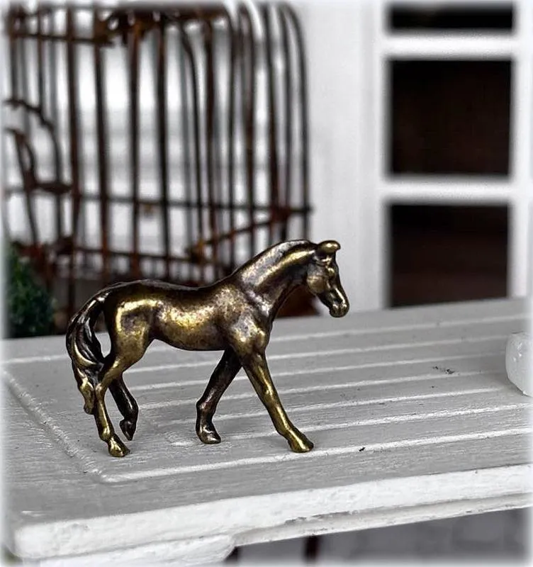 Brass Horse Ornament - Trotting - Miniature
