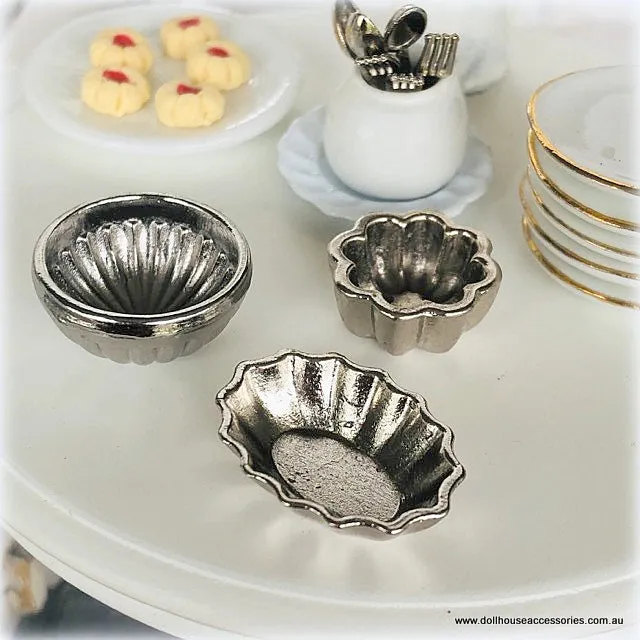 Bundt Pans/Jelly Moulds - Silver - Miniature