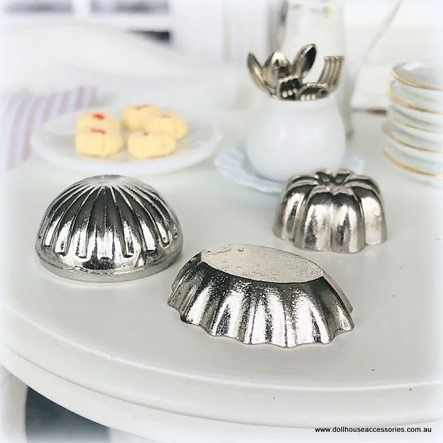 Bundt Pans/Jelly Moulds - Silver - Miniature
