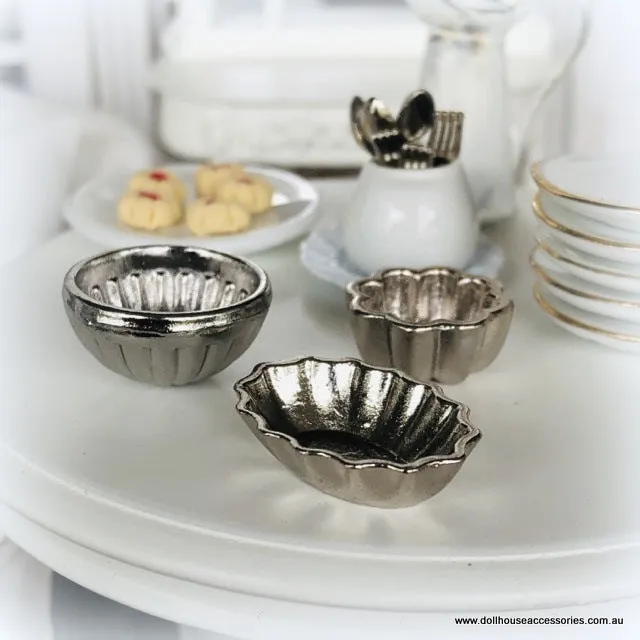 Bundt Pans/Jelly Moulds - Silver - Miniature