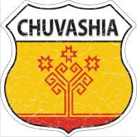 Chuvashia Flag Highway Shield Novelty Metal Magnet HSM-215