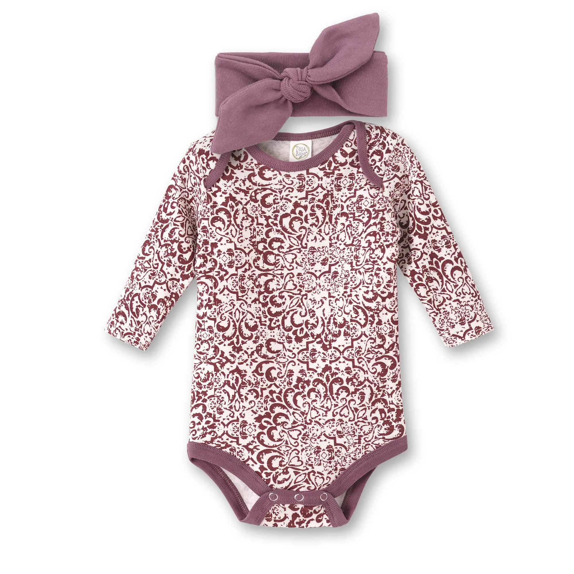 Damask Bodysuit   Headband Set