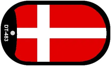 Denmark Flag Scroll Metal Novelty Dog Tag Necklace DT-483