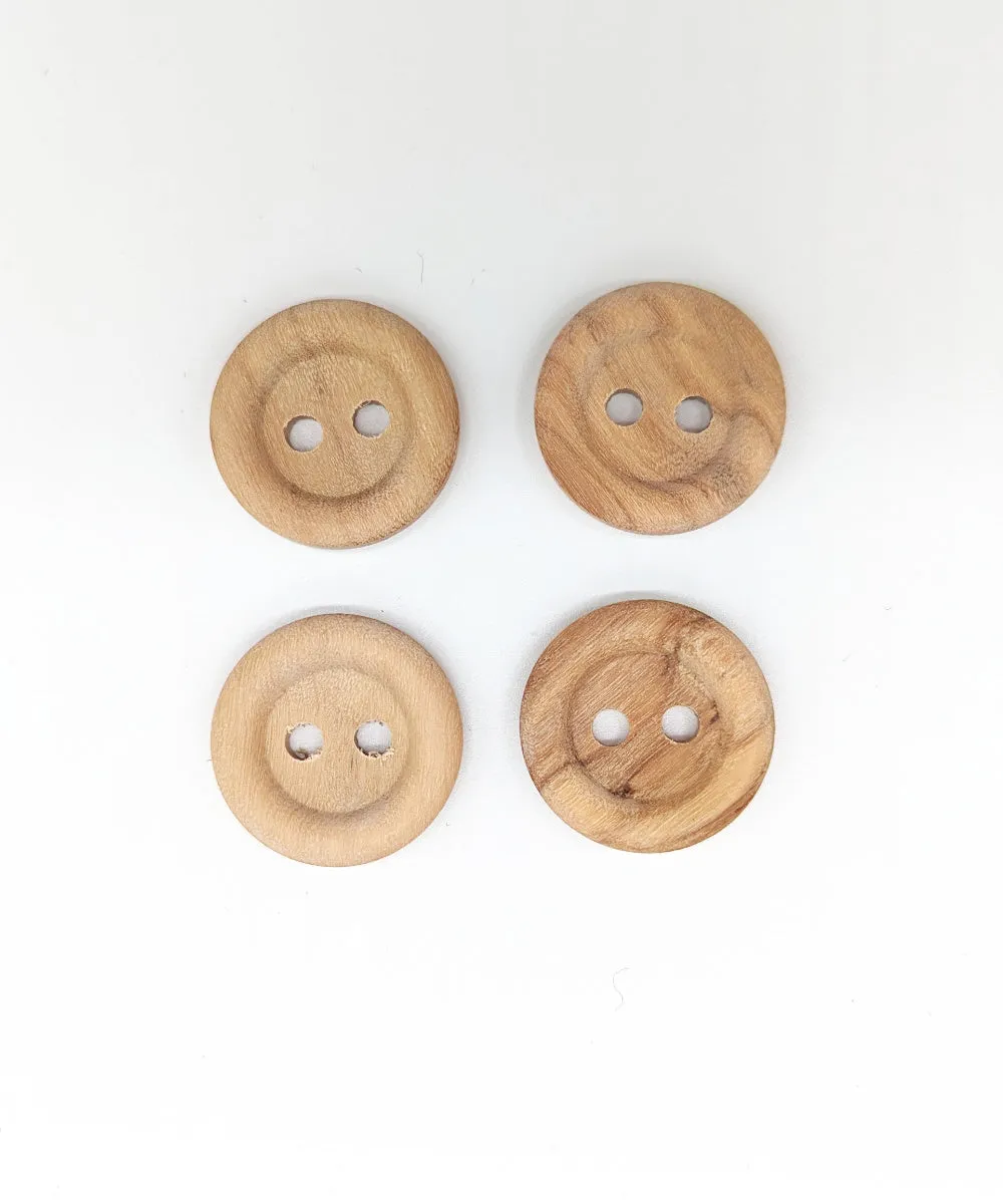 Holzknopf matt mit 2 Lchern, 15 mm, 18 mm, 23 mm
