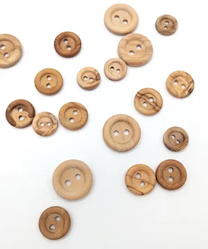 Holzknopf matt mit 2 Lchern, 15 mm, 18 mm, 23 mm