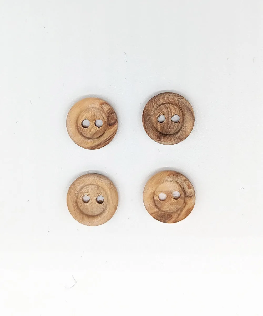 Holzknopf matt mit 2 Lchern, 15 mm, 18 mm, 23 mm