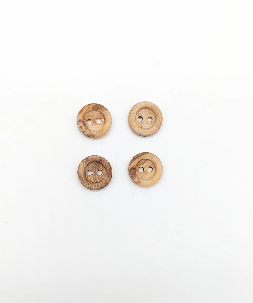 Holzknopf matt mit 2 Lchern, 15 mm, 18 mm, 23 mm