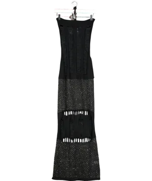 Jaded London Black Venus Knit Mix Halter Neck Maxi Dress UK XS