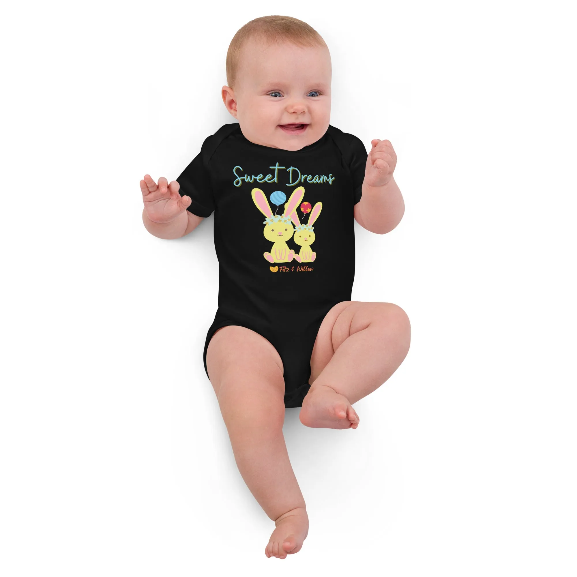 Organic cotton baby bodysuit, Sweet Dreams - Fitz & Willow