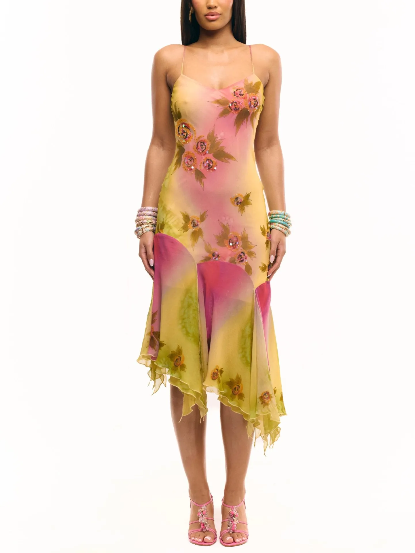 Ruffled Hem Slip Dress
